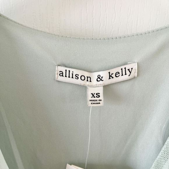 Allison & Kelly NWT Junior XS Pastel Green Ruffled Pokadot Dress with Ruffle Tri - Picture 7 of 11